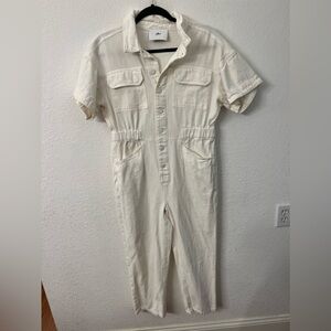 Yllw white shirt sleeve jumpsuit womens size large
